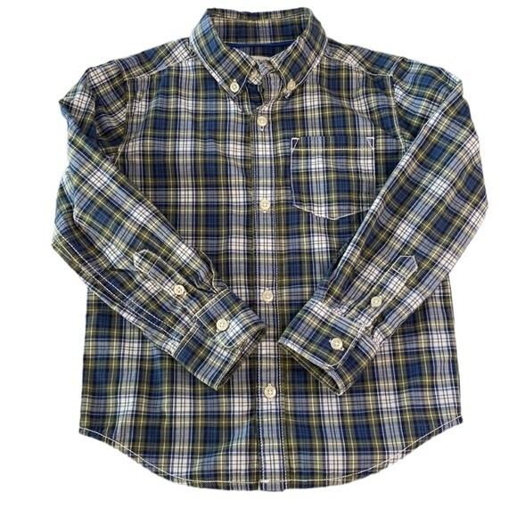 Carter's Plaid Button Down Shirt Long Sleeves Cotton Boy's Size 4T Blue Green - Picture 12 of 12